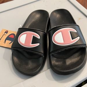 Champion black pink slides slip on size 1